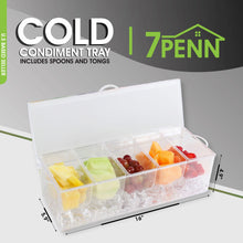 Load image into Gallery viewer, Condiment Tray with Ice Chamber Lid Tong Spoon 5 Condiment Containers
