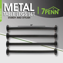 Load image into Gallery viewer, Metal Table Leg Set 4pc 30in Black Pipe Wrought Iron Coffee Table Legs
