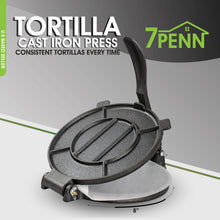 Load image into Gallery viewer, Cast Iron Tortilla Press 8in - Flour Tortillas Presser w 100 Sheets
