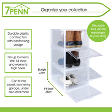 Load image into Gallery viewer, Plastic Shoe Boxes with Lids 6pk Clear - Stack Shoe Storage
