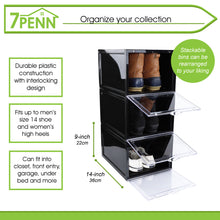 Load image into Gallery viewer, Plastic Shoe Boxes with Lids 3pk Black - Stack Shoe Storage
