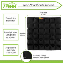 Load image into Gallery viewer, 36 Pocket Vertical Planter Black 38in x 38in Vertical Wall Planter
