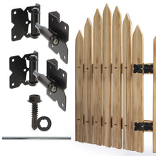 Load image into Gallery viewer, Self Closing Door Hinges for Fence - 2pk Black Adjustable Gate Spring
