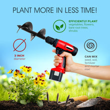 Load image into Gallery viewer, Garden Auger 3” x 24” Inch Rapid Planter 3/8” Hex Drive Post Hole Digger
