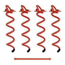 Load image into Gallery viewer, Spiral Ground Anchors - 10 Inch Red Twist Tent Stakes, 4 Pack
