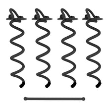 Load image into Gallery viewer, Spiral Ground Anchors - 10 Inch Black Twist Tent Stakes, 4 Pack
