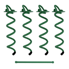 Load image into Gallery viewer, Spiral Ground Anchors - 10 Inch Green Twist Tent Stakes, 4 Pack
