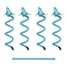 Load image into Gallery viewer, Spiral Ground Anchors - 8 Inch Sky Blue Twist Tent Stakes, 4 Pack
