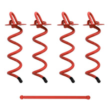 Load image into Gallery viewer, Spiral Ground Anchors - 8 Inch Red Twist Tent Stakes, 4 Pack
