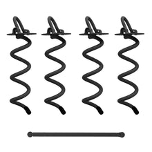 Load image into Gallery viewer, Spiral Ground Anchors - 8 Inch Black Twist Tent Stakes, 4 Pack
