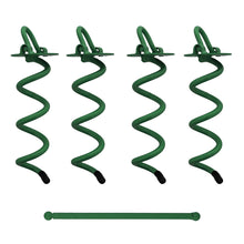 Load image into Gallery viewer, Spiral Ground Anchors - 8 Inch Green Twist Tent Stakes, 4 Pack
