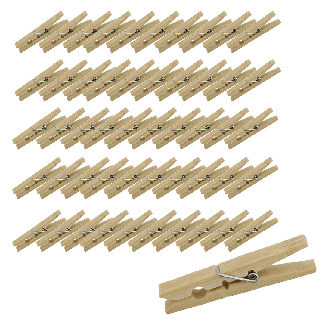 Wood Clothes Pin 50-Pack Pins Set - Wooden Clothespins Laundry Clips