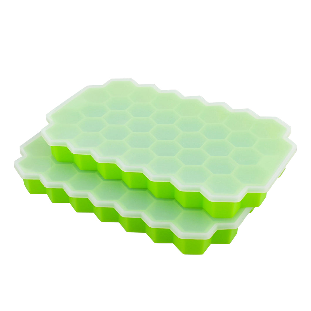 Silicone Ice Cube Mold 2pk 37ct Green Honeycomb Ice Tray Rubber Set