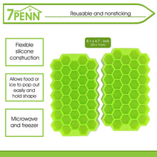 Load image into Gallery viewer, Silicone Ice Cube Mold 2pk 37ct Green Honeycomb Ice Tray Rubber Set
