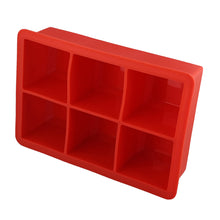Load image into Gallery viewer, Silicone Ice Cube Mold 6 Cubes Large Red Food Drink Ice Tray Set
