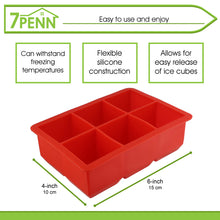 Load image into Gallery viewer, Silicone Ice Cube Mold 6 Cubes Large Red Food Drink Ice Tray Set
