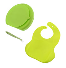 Load image into Gallery viewer, Toddler Feeding Set Silicone Baby Plate with Suction Base, Spoon, Bib
