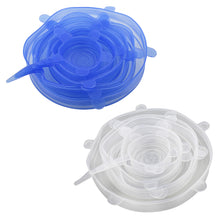 Load image into Gallery viewer, Stretch Fit Silicone Lids Food and Bowl Covers Clear Blue Thick 12pk
