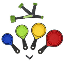 Load image into Gallery viewer, Collapsible Measuring Cups and Spoons Set Dry Measure Cups Green Spoon
