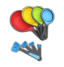 Load image into Gallery viewer, Collapsible Measuring Cups and Spoons Set Dry Measure Cups Blue Spoon
