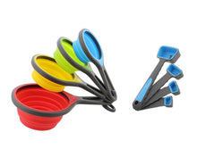 Load image into Gallery viewer, Collapsible Measuring Cups and Spoons Set Dry Measure Cups Blue Spoon
