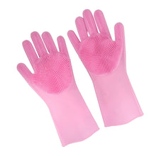 Load image into Gallery viewer, Pink Dishwashing Gloves with Scrubber - Dish Cleaning Gloves Pair
