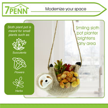 Load image into Gallery viewer, Tan Sloth Ceramic Planter Pot Hanging Indoor Ceramic Flower Pot
