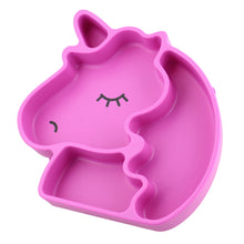 Load image into Gallery viewer, Unicorn Silicone Baby Plate with Suction Base, Feeding Toddler Plate
